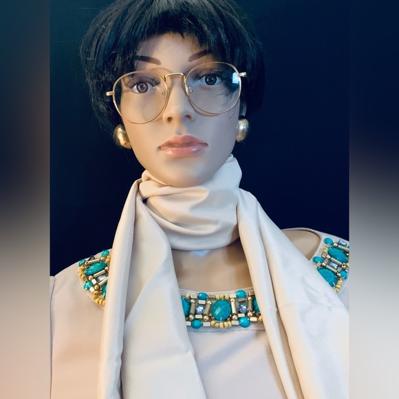 Classy beaded beige {Royal Collection} Eliza J dress - Picture 15 of 16